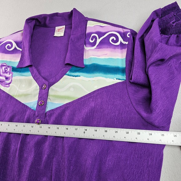 GW Division of Graff Blouse Women Size 2X Purple Floral Western Style Pullover - Picture 4 of 10